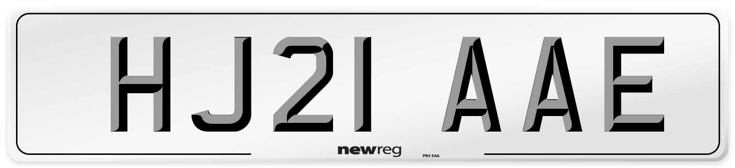 HJ21 AAE Number Plate from New Reg